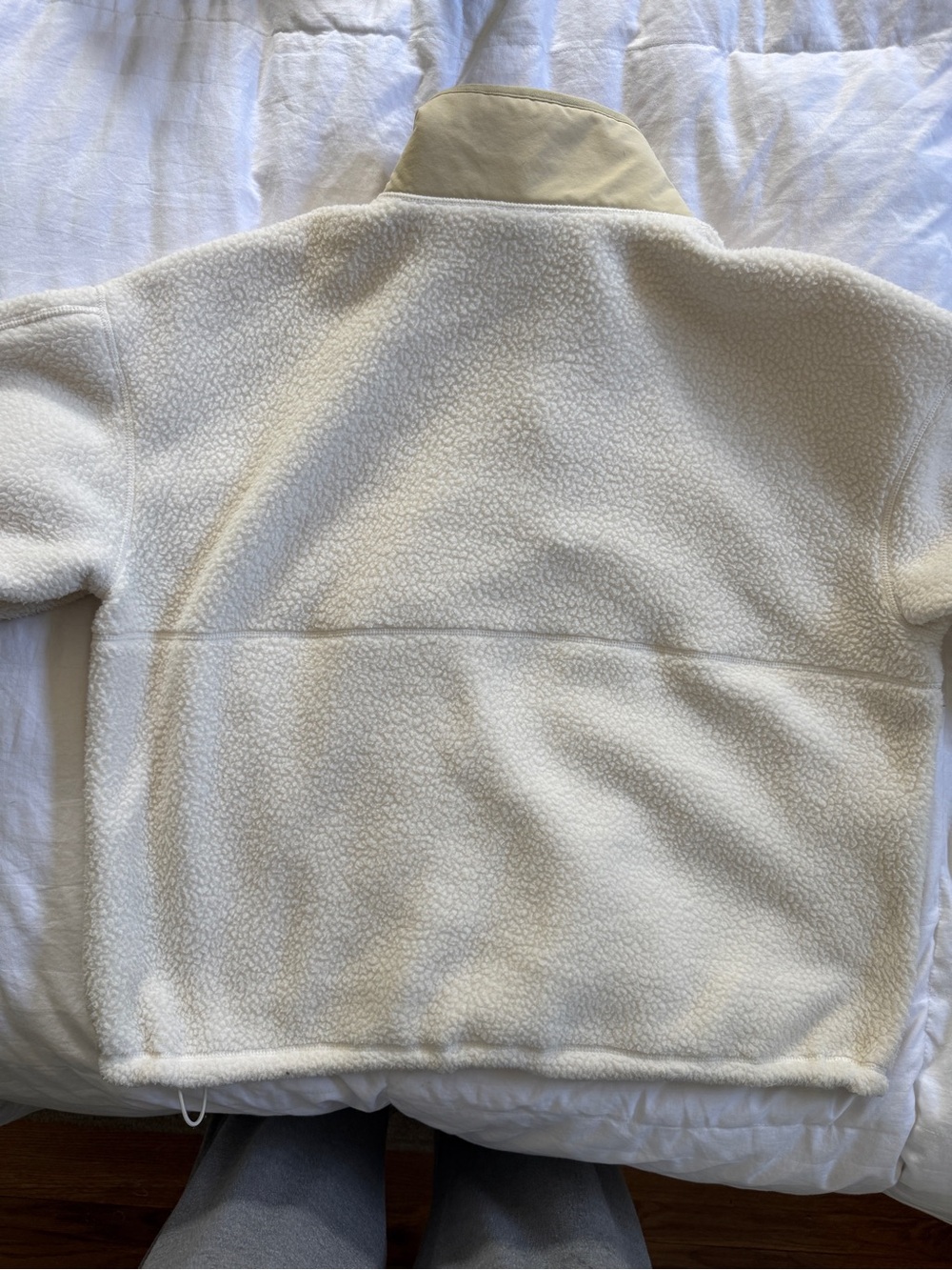 The North Face Cream White Sherpa Fleece 1/2 Snap - Picture 8 of 9
